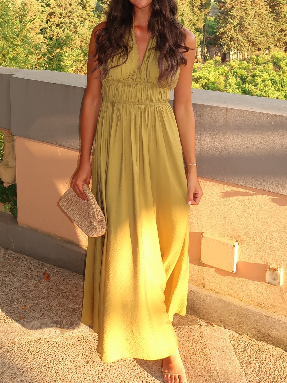 H&M maxi green dress